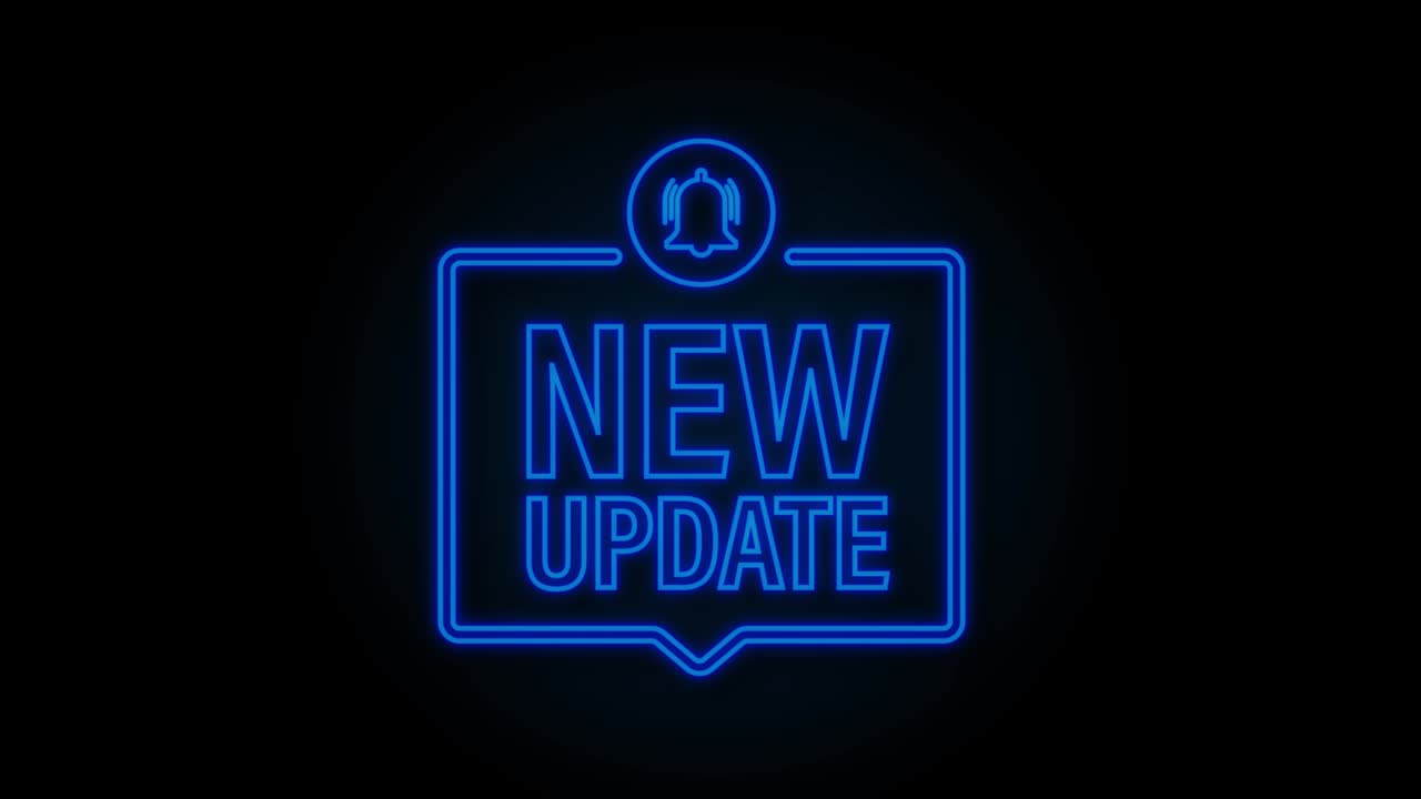 nuevo estandarte de actualización roja en neón moderno. diseño web. gráfico de movimiento