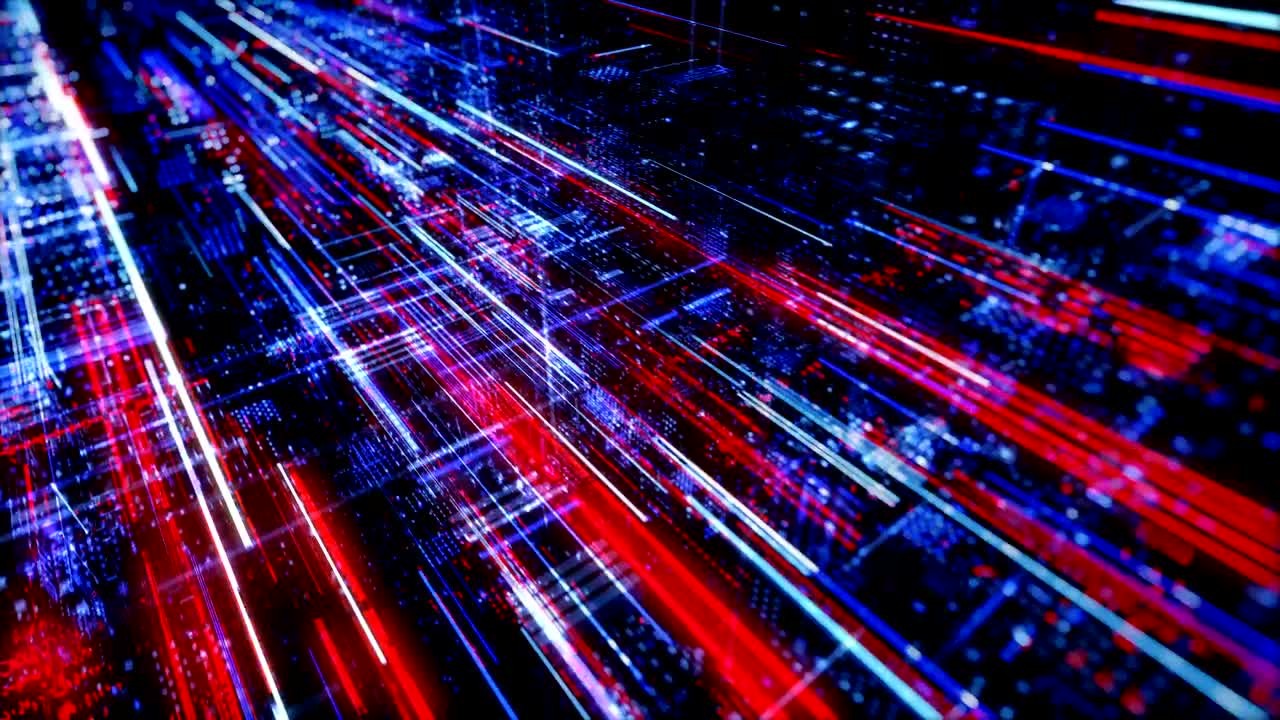 ciudad virtual digital abstracta. escaneo de la ciudad para el concepto de ataque de hackers. render 3d 4k bucle