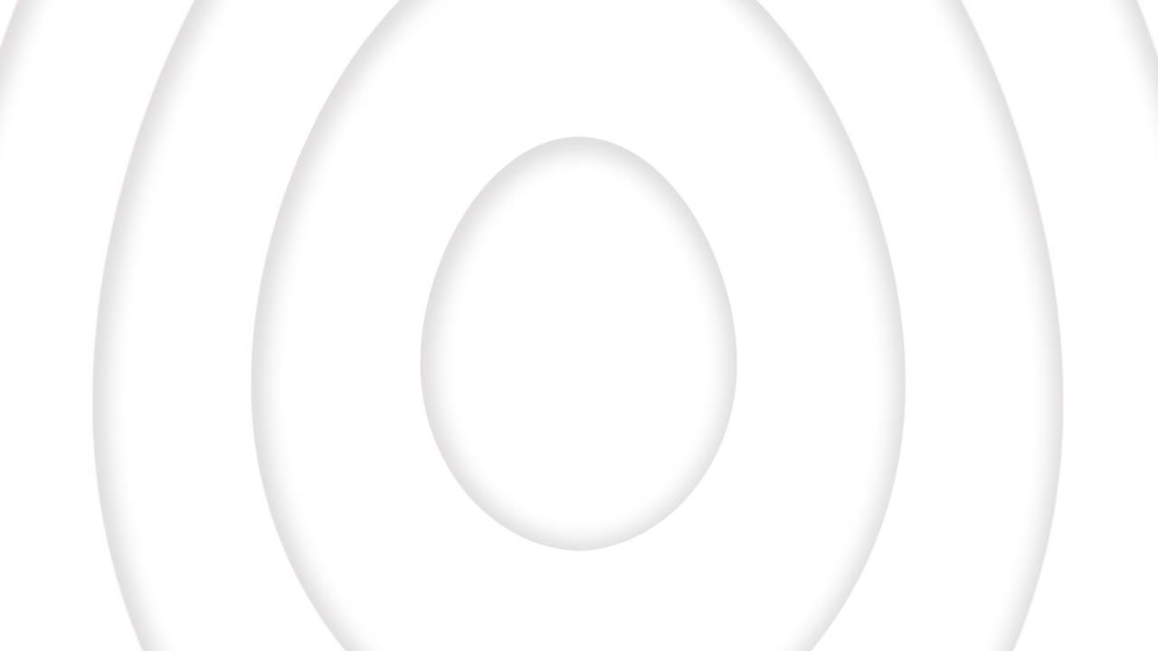 la forma del huevo se mueve desde el centro. 4k fondo blanco animado sin costuras.