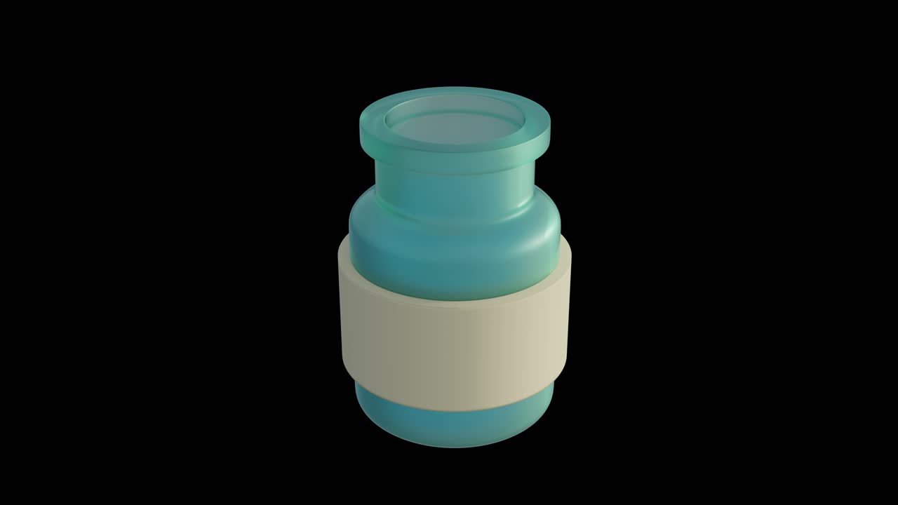 3D rendering of medical vial on black background