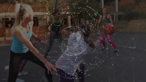 animation of network of connections over basketball players