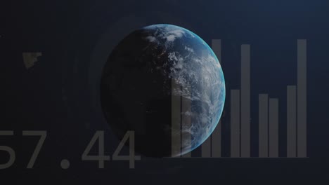 animation of statistics and data processing over globe