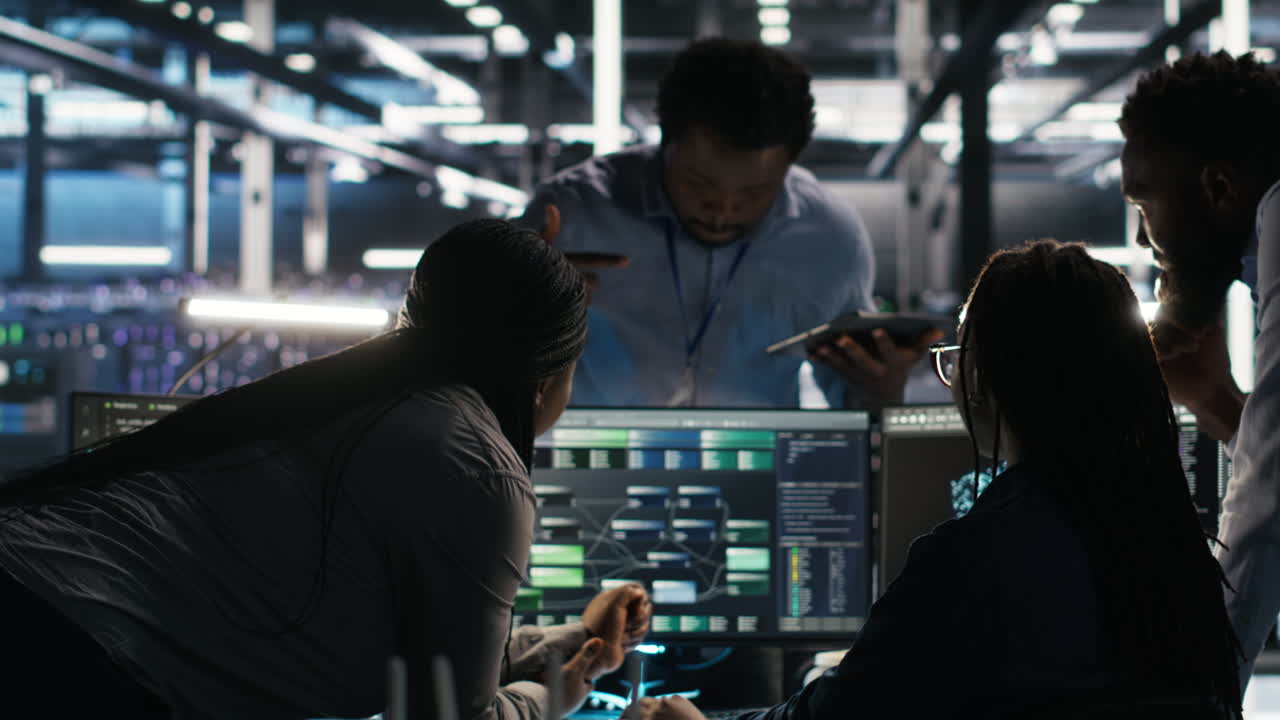 Data center teamworking programmers using node tree tool