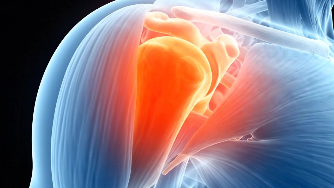 Medicinsk animation af inflammation og smerte i skulderleddet