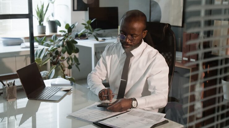 Businessman working in office