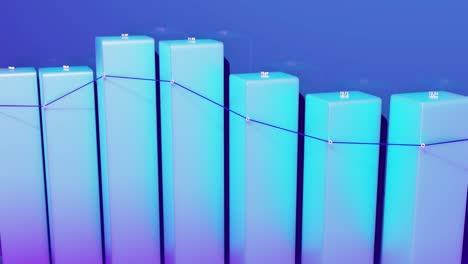 fondo financiero. hermoso fondo azul para programas analíticos con infografías abstractas, datos estadísticos. barras, contadores y gráficos. columnas 3d se mueven suavemente arriba y abajo en bucle.