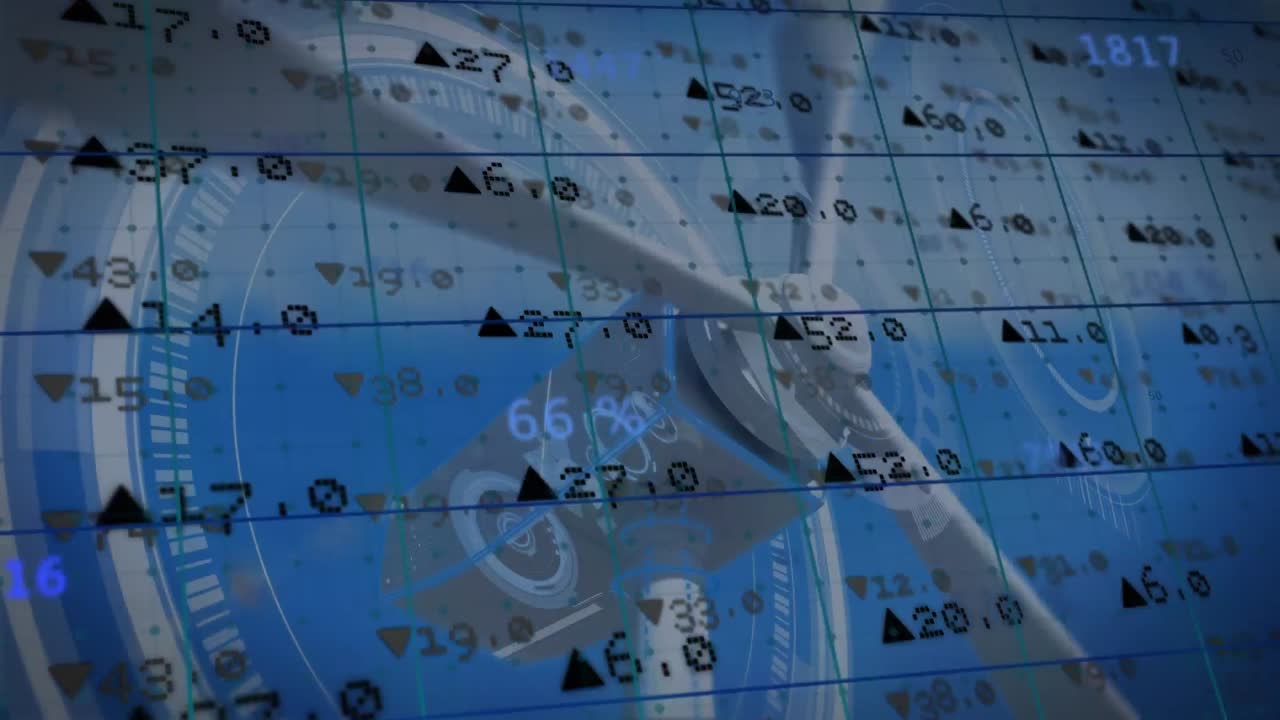 풍력 터빈에서 데이터 처리의 애니메이션