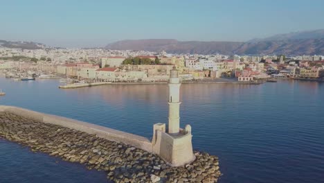 bay of chania at sunny summer day, crete, greece