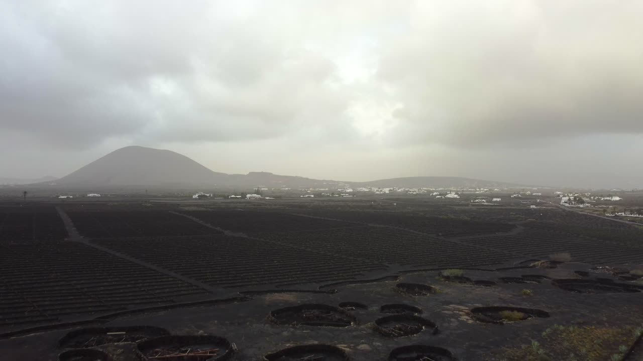 Dramatic nature landscape of volcanoes and mountains on the horizon in the Canary Islands