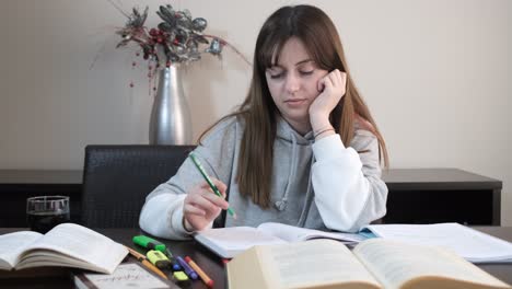 girl tired for studying