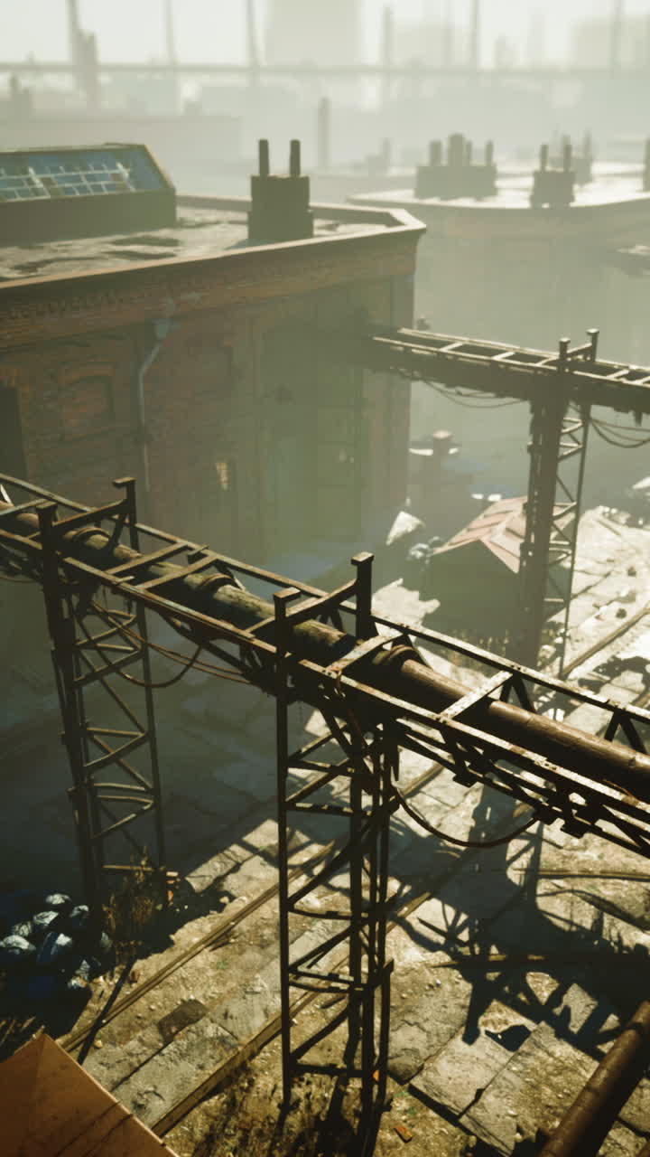 edificio antiguo abandonado con construcciones de hierro oxidado