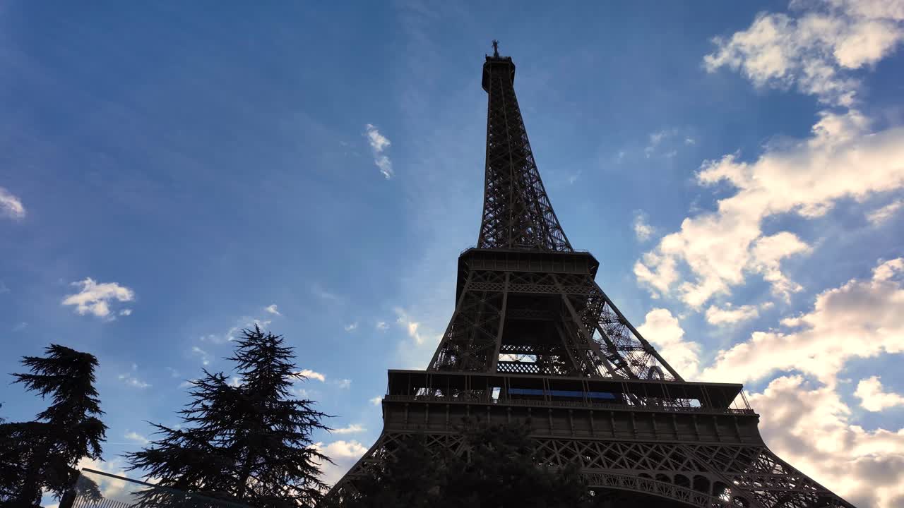 Eiffel Tower Silhouette Against a Blue Sky