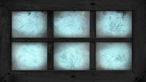 transición de heladas y hielo en la ventana de la casa