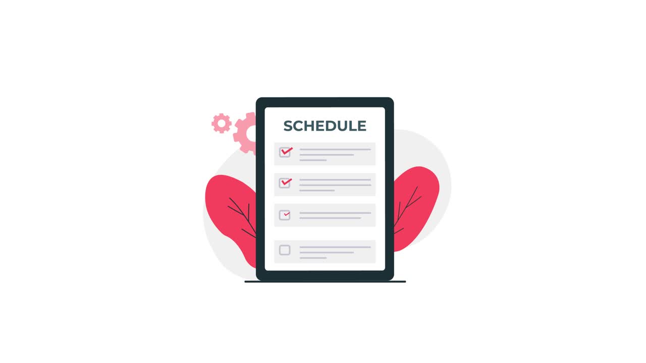Animated Tablet Showing Schedule and Completed Tasks