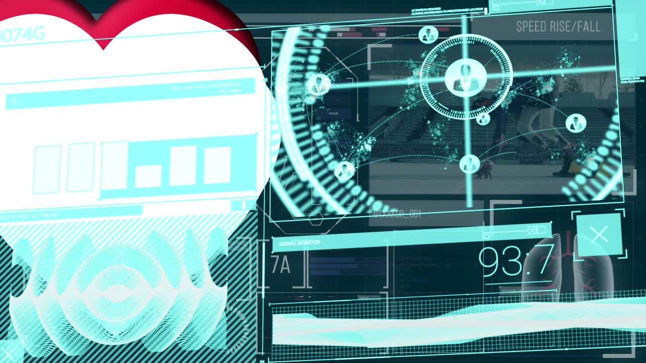 Animation of hearts over screen with world map and diverse map