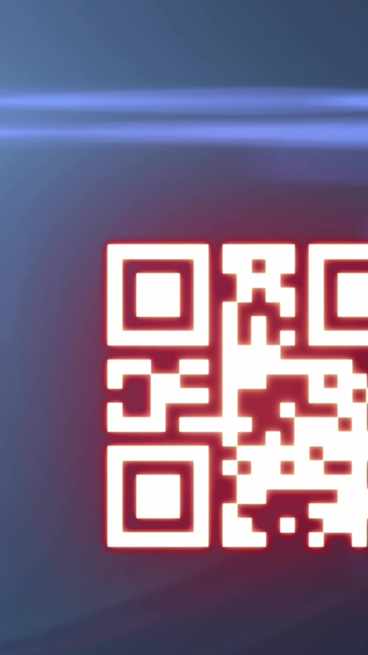 Animation of qr code and light over data processing in digital space