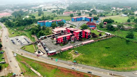 nigeria army resources center mambilla barrack along highway in the nigerian capital of abuja - aerial parallax view