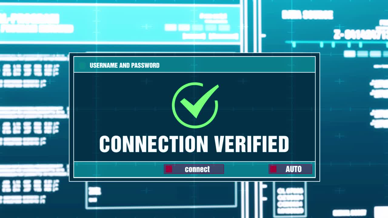 Connection verified warning notification generated on digital system security alert error message on