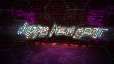 Feliz-Año-Nuevo-Con-Cuadrícula-Cyberpunk-Y-Números-De-Neón-Con-Texto-De-Código