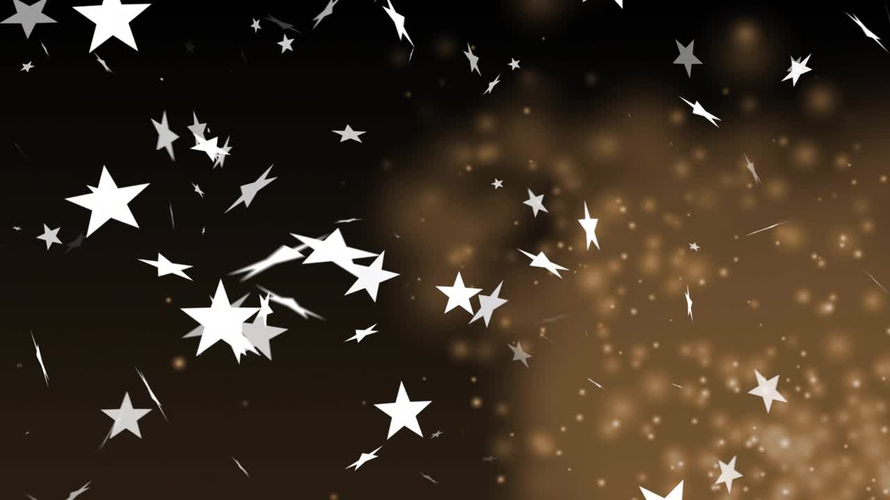 Left influx starting white star particles flowing, rotating, fading across gradient, creating depth