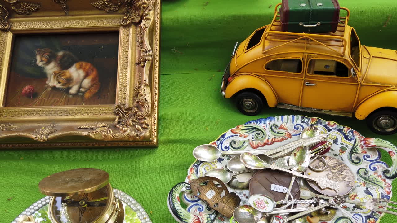 Antiques being sold at a street market in Belgium