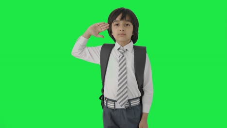 Orgulloso-Niño-De-Escuela-Indio-Saludando-La-Pantalla-Verde