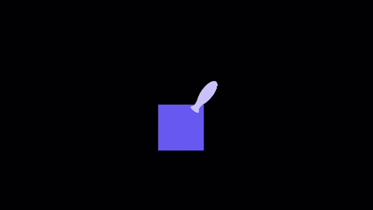 Minimalist Animation of a Fish Swimming Inside a Blue Square
