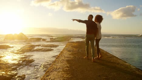 pareja caminando juntos en la playa 4k