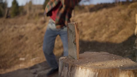 axe chopping wood