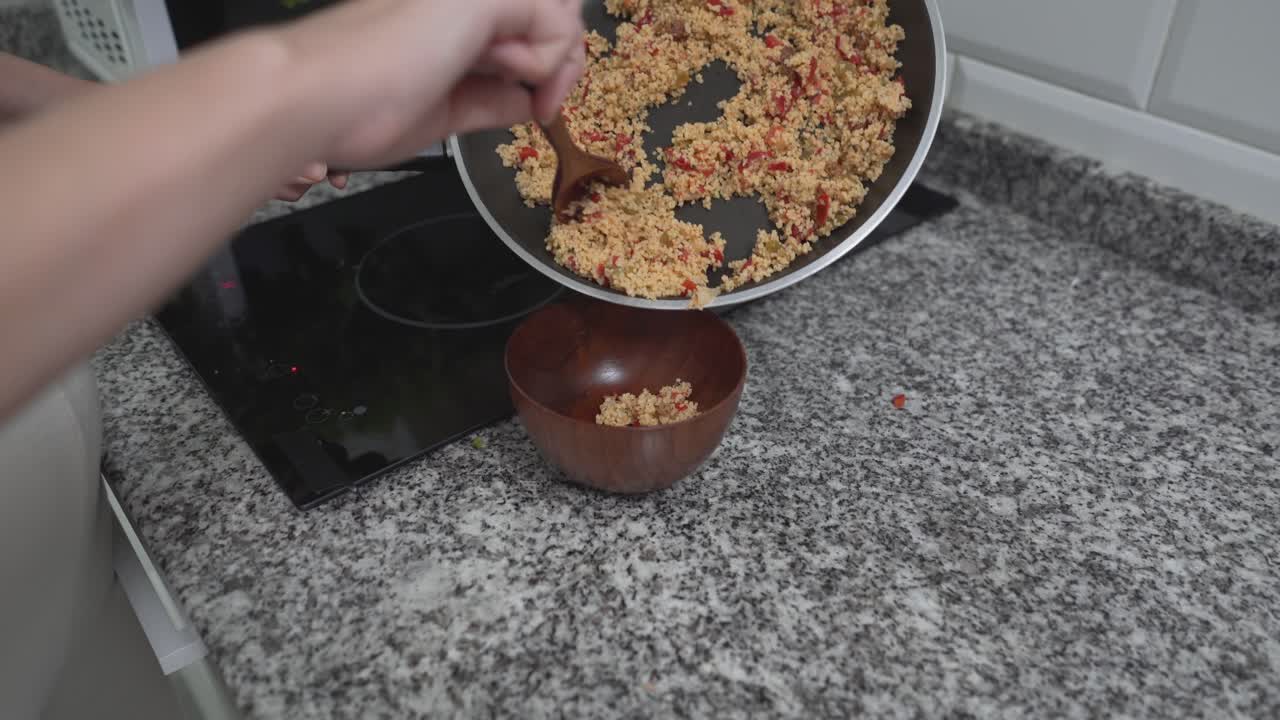Preparing Couscous in a Kitchen