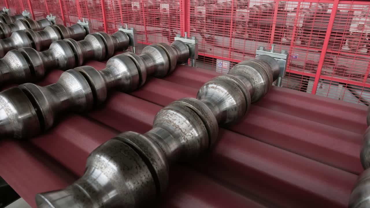 Metal sheet forming machine at the modern metalwork factory.