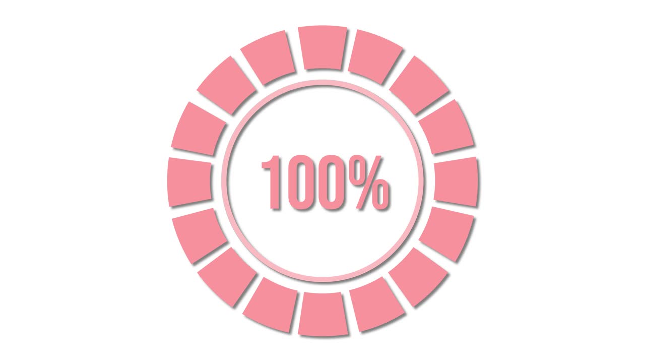 Circular progress bar animation from 16% to 100% with smooth transitions and a clean, minimalist design
