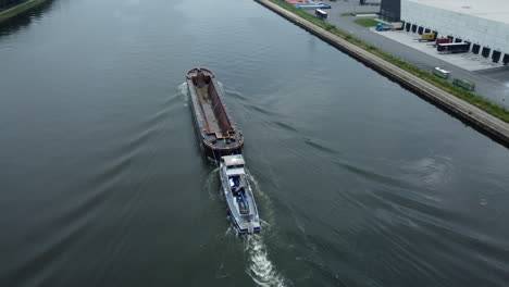 canal barge and tugboat