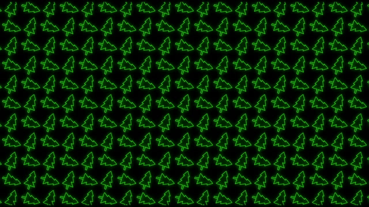 빛나는 녹색과 검은색의 크리스마스 트리 타일 배경 애니메이션 패턴