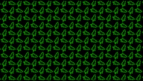 christmas tree tiled background animation pattern in glowing green and black