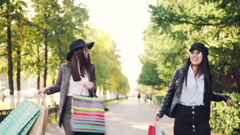 Happy Women Shopping in the Park