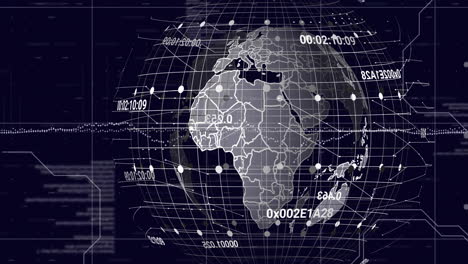 connexions de réseau globales et animation de points de données sur la carte du monde