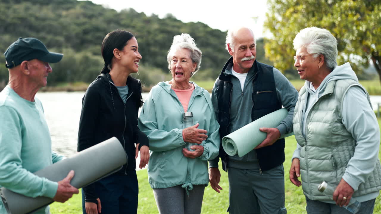 Seniors enjoying an active lifestyle together in the park