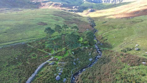 Irland-Comeragh-Mountains-Ein-Bauernhof-Gehöft-Auf-Der-Seite-Der-Berge-Ned-Currans-Cottage-An-Einem-Sommerabend