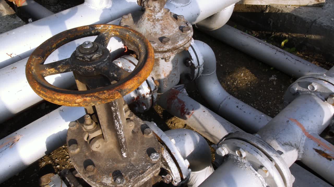 sistema de tuberías industriales con válvulas y conexiones