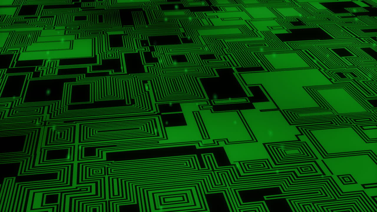 animación del procesamiento de datos en una placa de circuitos informáticos