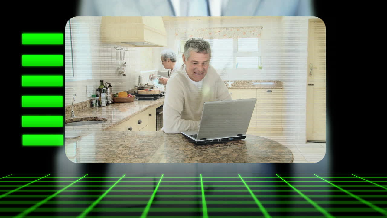 la mano de un hombre de negocios activando videos de estilo de vida