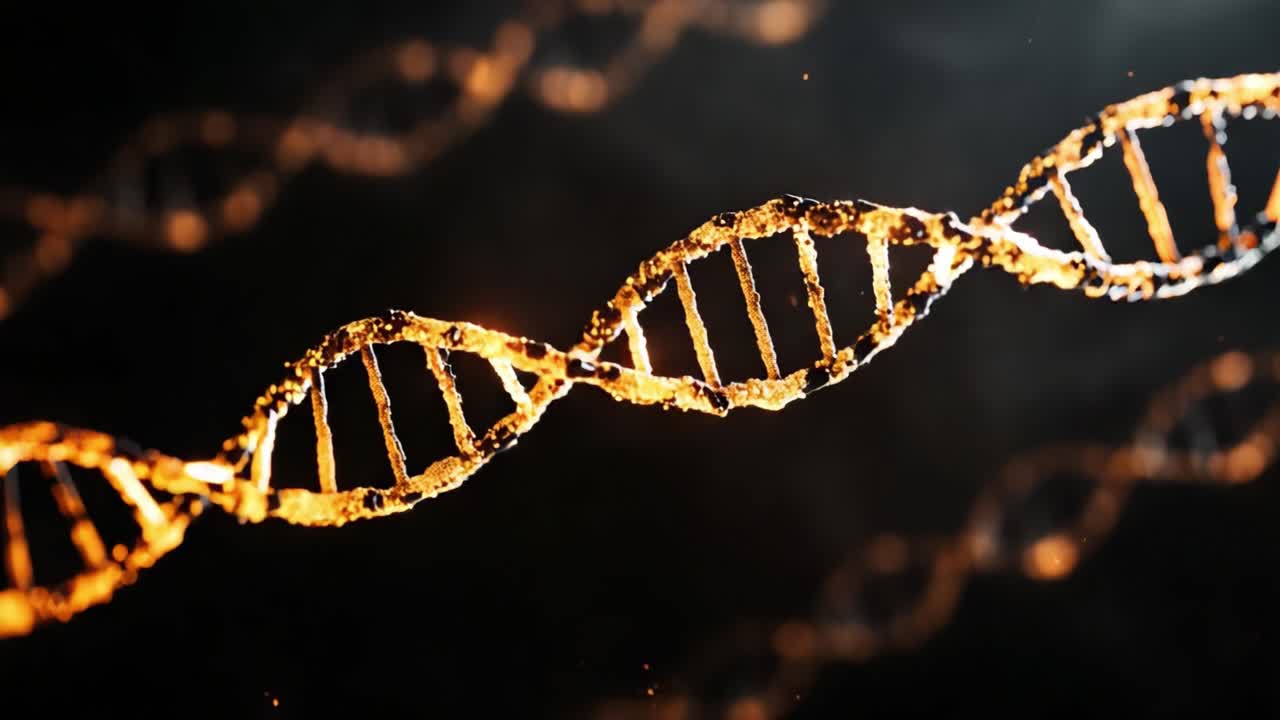 An Artistic Representation of DNA Helix Structure Highlighting Molecular Biology Concepts, Genetic Information and the Intricacies of Life's Blueprint Through Stunning Visuals