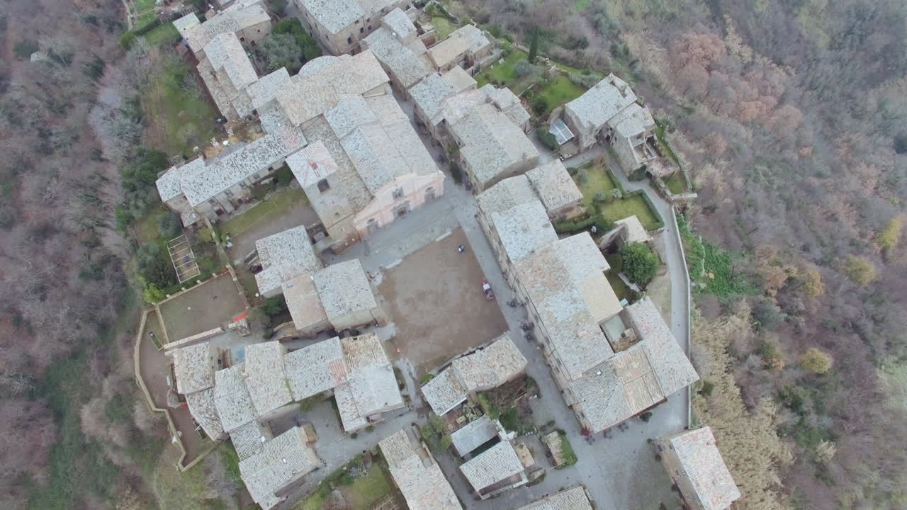 Aerial View of a Picturesque Italian Hilltop Village