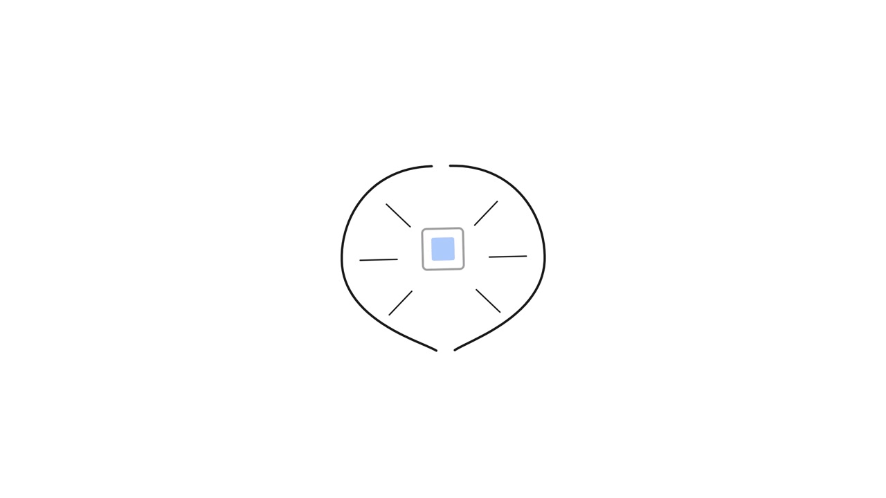 Icona animata minimalista di localizzazione che si disegna su sfondo bianco