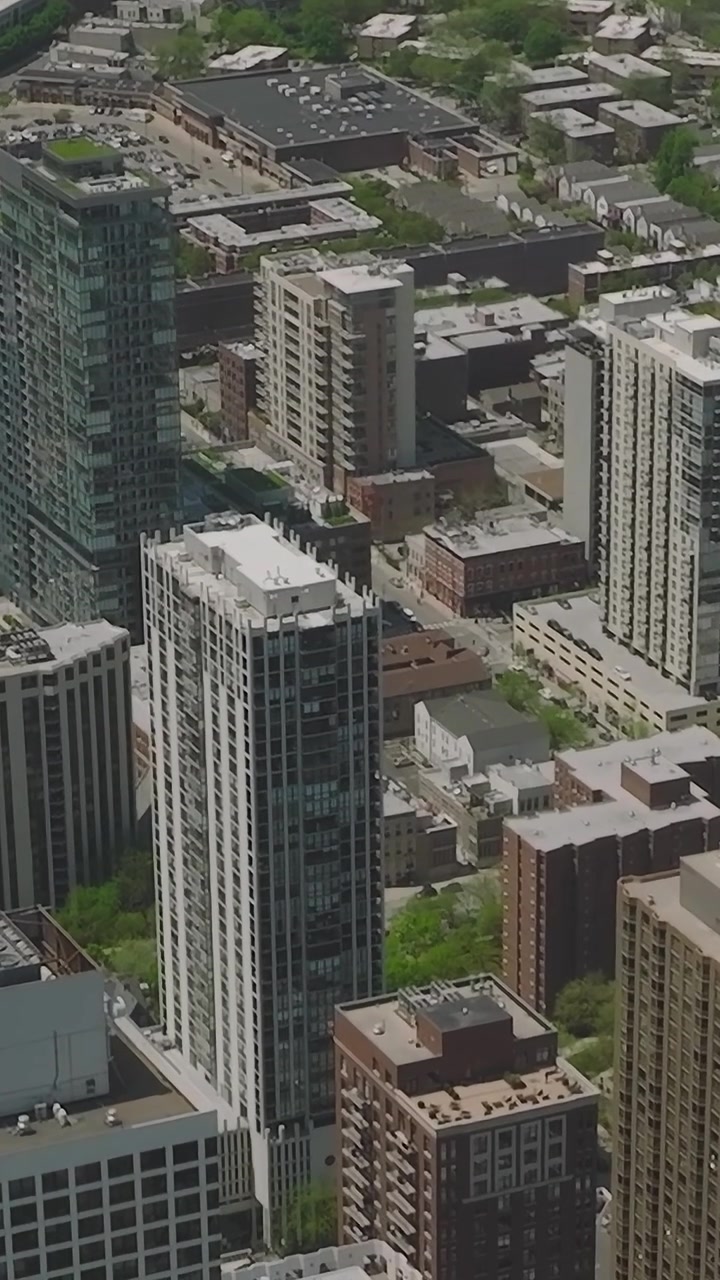 Horizonte de Chicago com desenvolvimento urbano visto de cima