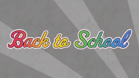Digitale-Animation-Des-Regenbogeneffekts-über-„Back-To-School“-Text-Vor-Grauem,-Radialem-Hintergrund