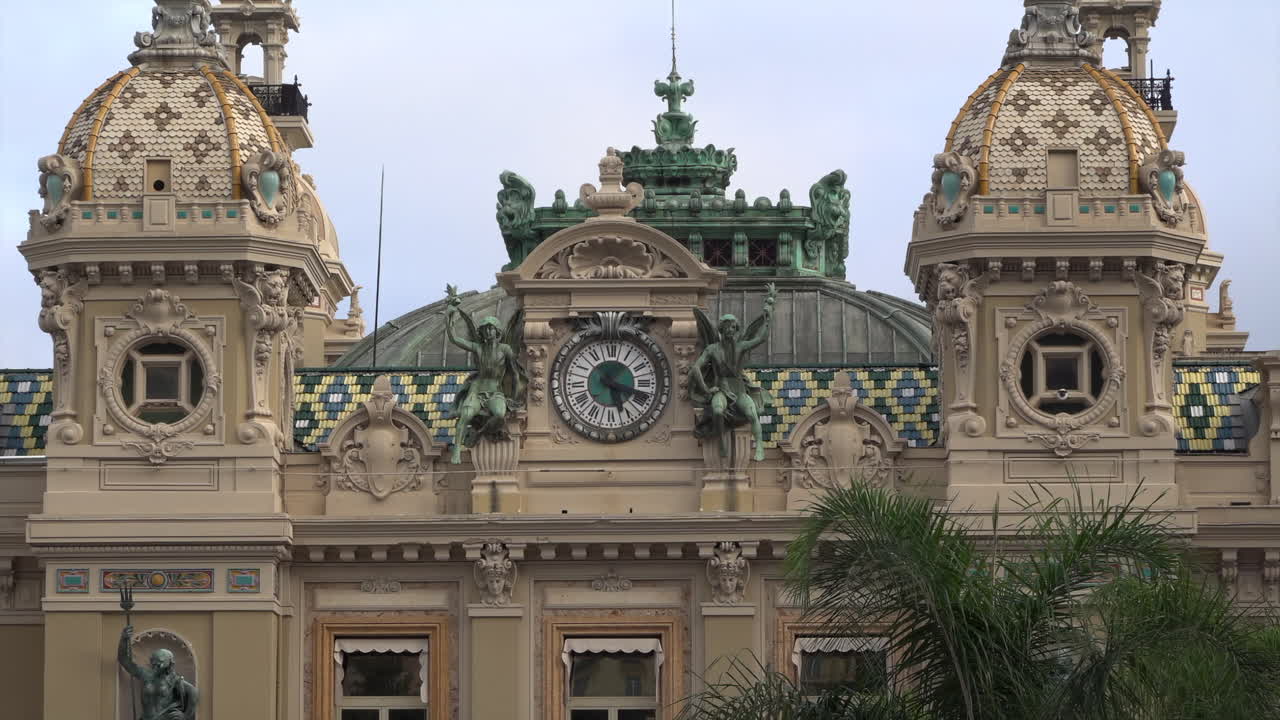 Monte Carlo, Monaco - July 4, 2025: Distant view of the facade of the Monte-Carlo Casino