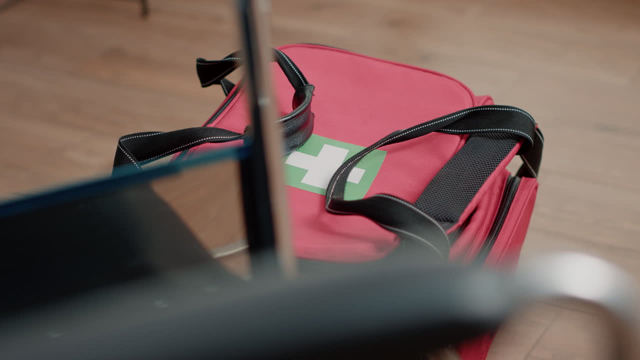 Close up of medical bag with healthcare equipment for treatment