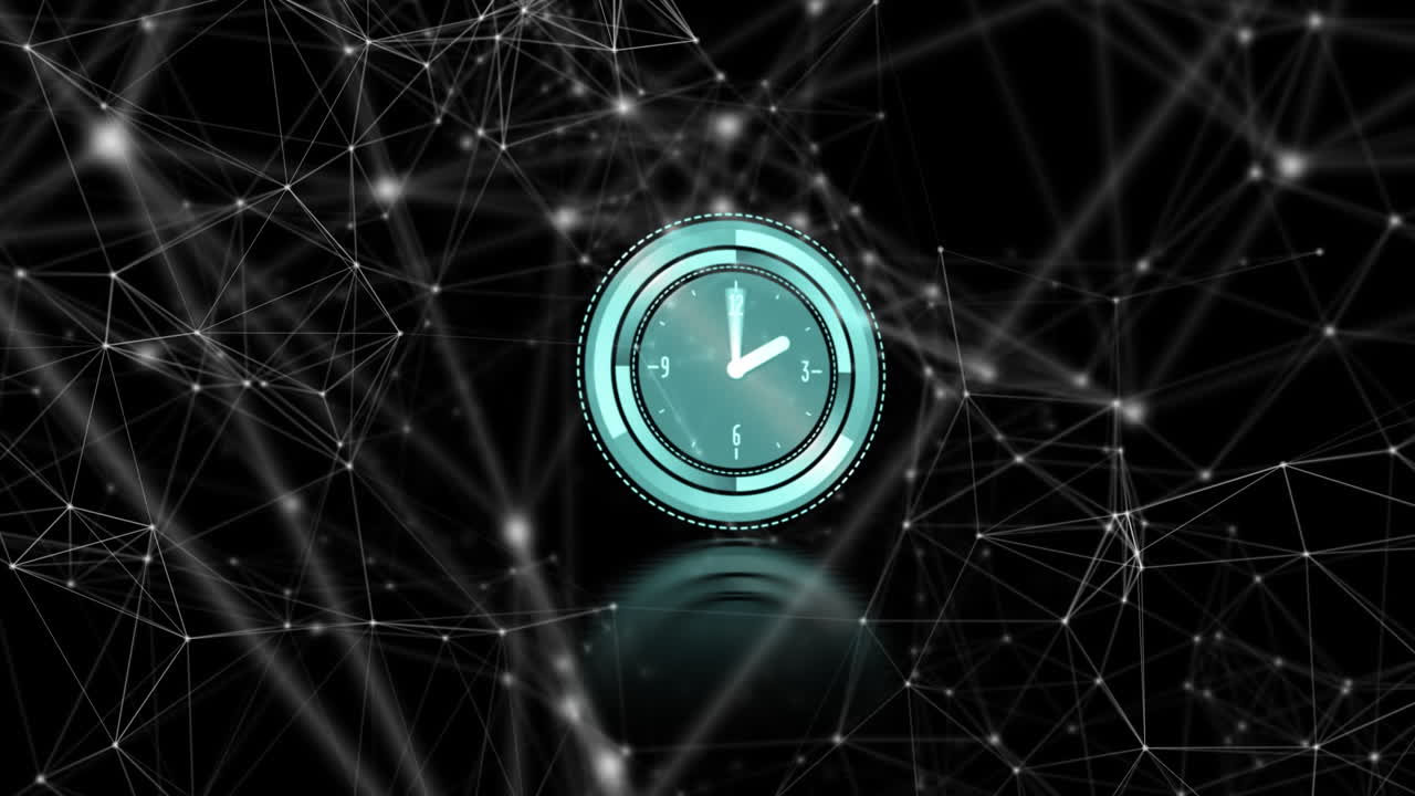 Animation of network of connections over clock moving fast